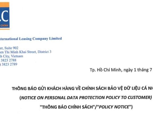 Thông báo gửi khách hàng về chính sách bảo vệ dữ liệu cá nhân